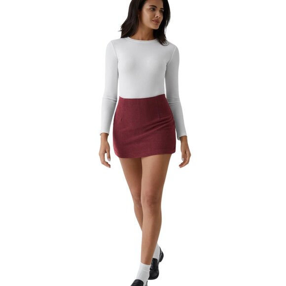 HALARA High Waist 2 In 1 Corduroy Burgundy Mini Skort Various Sizes NWT - Picture 7 of 13